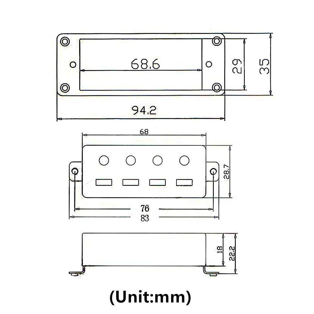 Mini 4 String Bass Guitar Humbucker Pickups With Black Ring Chrome Set Of 2Pcs