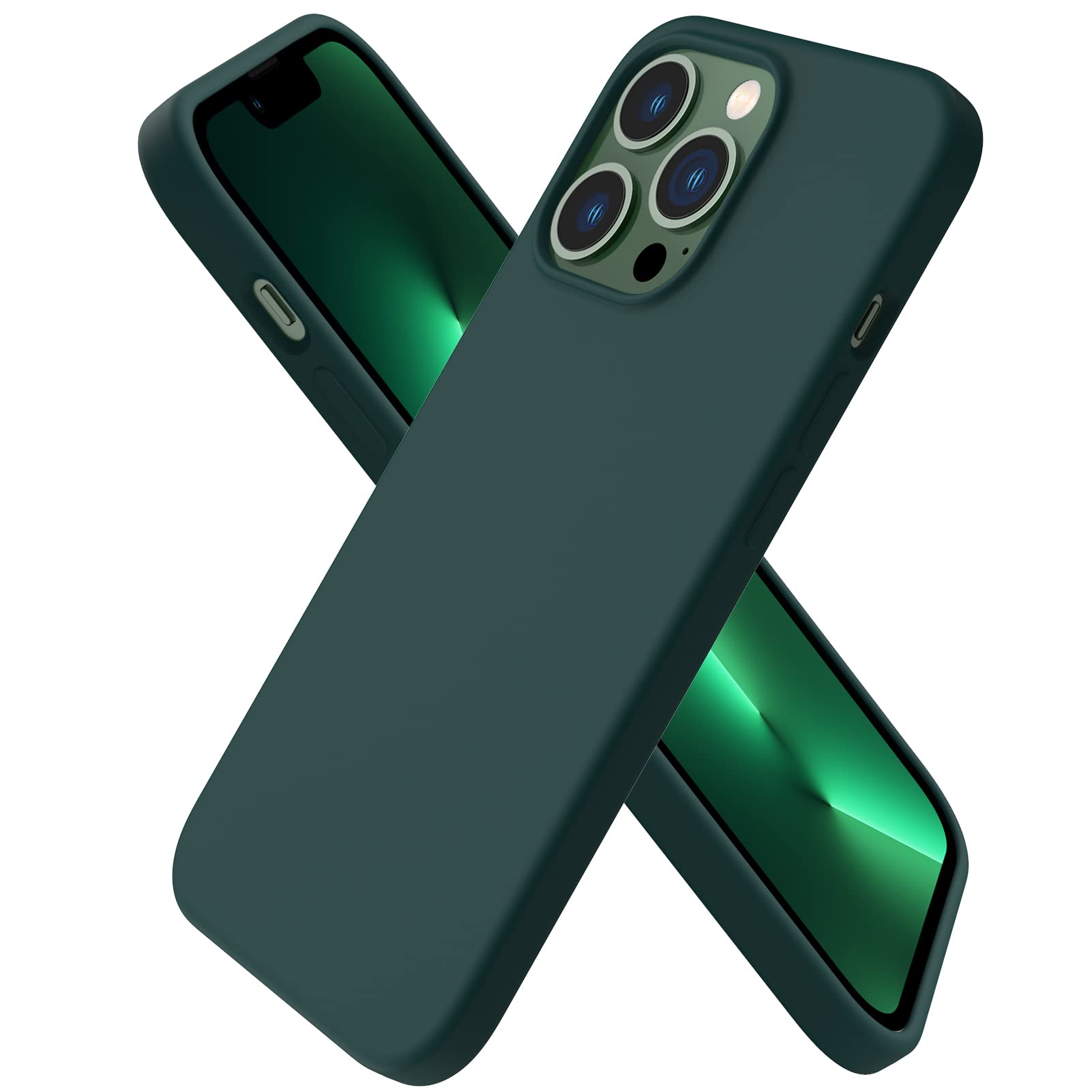 Ornarto Compatible With Iphone 13 Pro Case 6.1, Slim Liquid Silicone 3 Layers Full Covered Soft Gel Rubber Case Cover 6.1 Inch O