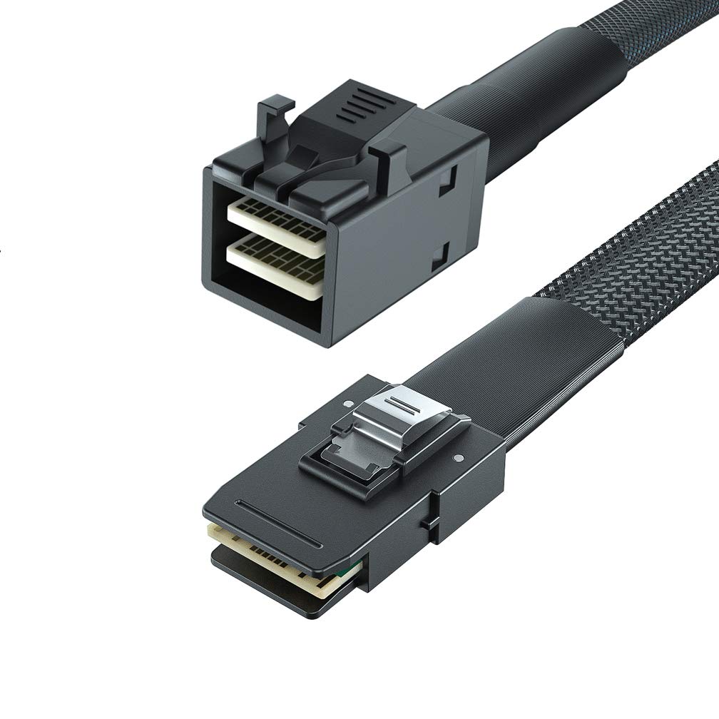 2 Pack 12G Internal Mini Sas Hd Sff 8643 Tosff 8087(36Pin) Cable, 0.5M Internal Mini Sas To Mini Sas Cable, 36 Pin, With Sideban