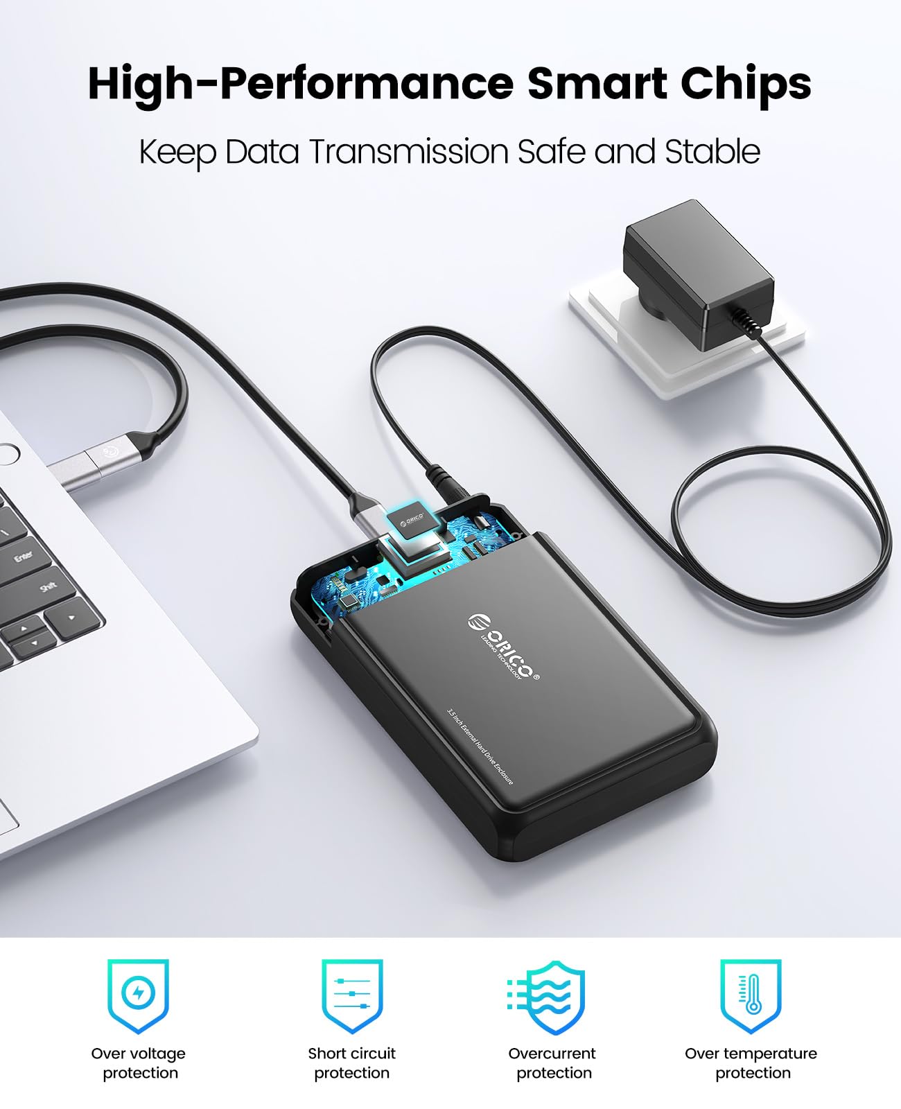 Orico 3.5 Hard Drive Enclosure Sata To Usb C Compatible For 3.5'' 2.5'' Seagate Samsung Wd Crucial Sandisk Hdd Ssd, Abs+Metal Sh