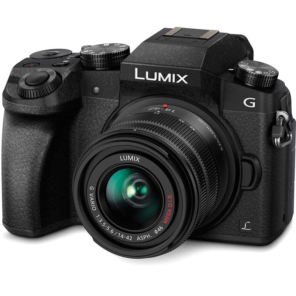 Panasonic Lumix Dmc-G7 Mirrorless Digital Camera With 14-42Mm Lens (Black) (Dmc-G7Kk) - Bundle - With Led Light + Dmw-Blc12 Batt