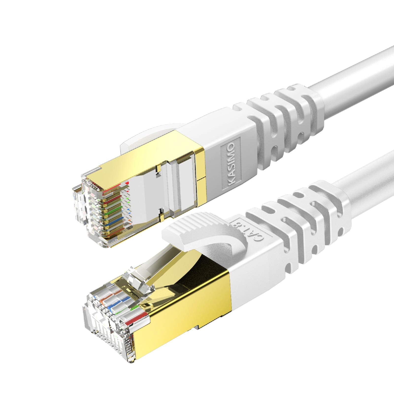 Cat 8 Ethernet Cable 1 Ft, Kasimo Cat8 Internet Cable 40Gbps With Rj45 Gold Plated Connector Sftp, High Speed Gaming Lan Patch C
