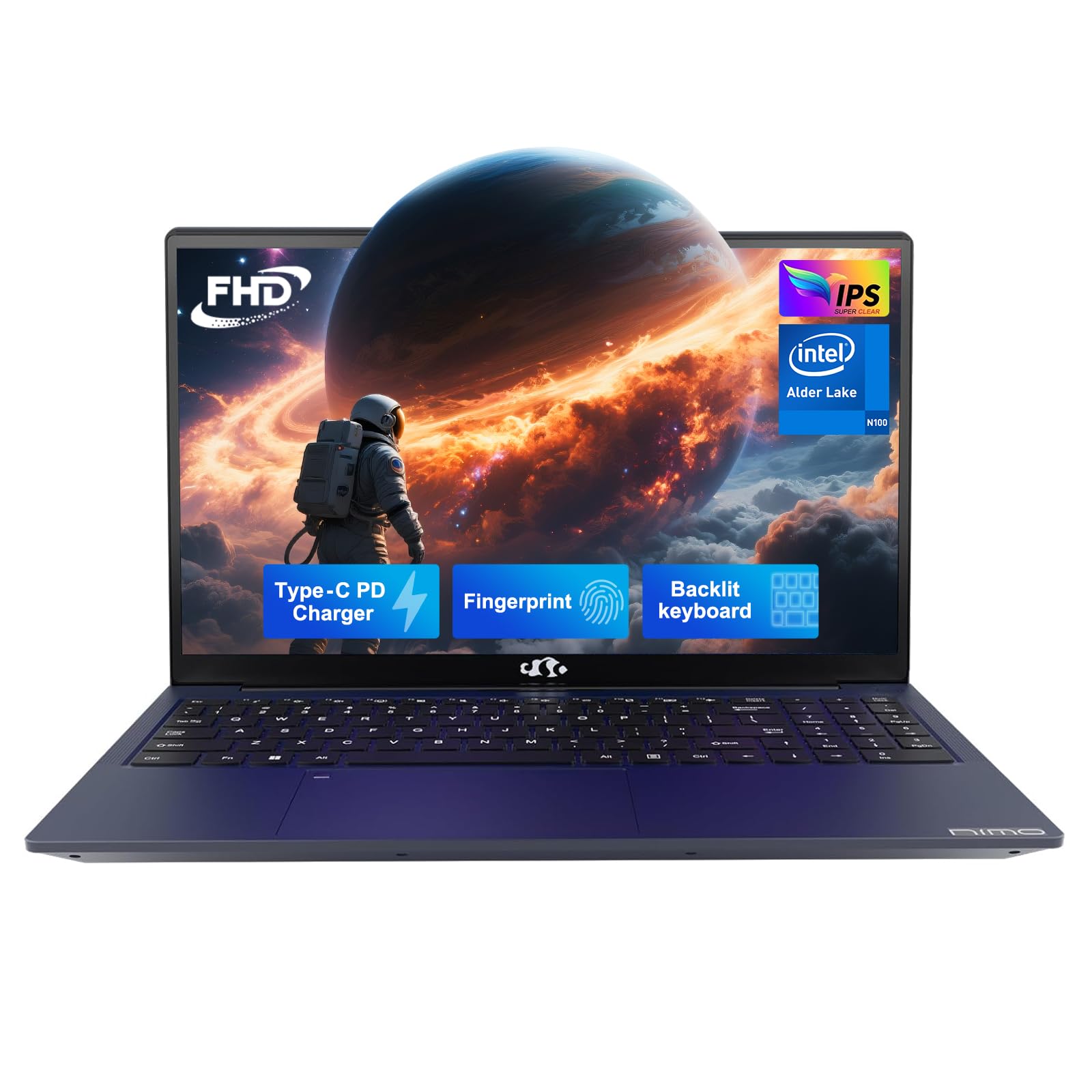 NIMO 15.6 IPS FHD-Laptop-Computer, Intel Pentium Quad Core N100 4GB RAM 128GB SSD (Beat i3-1115G4, Up to 3.4GHz) Backlit Keyboar