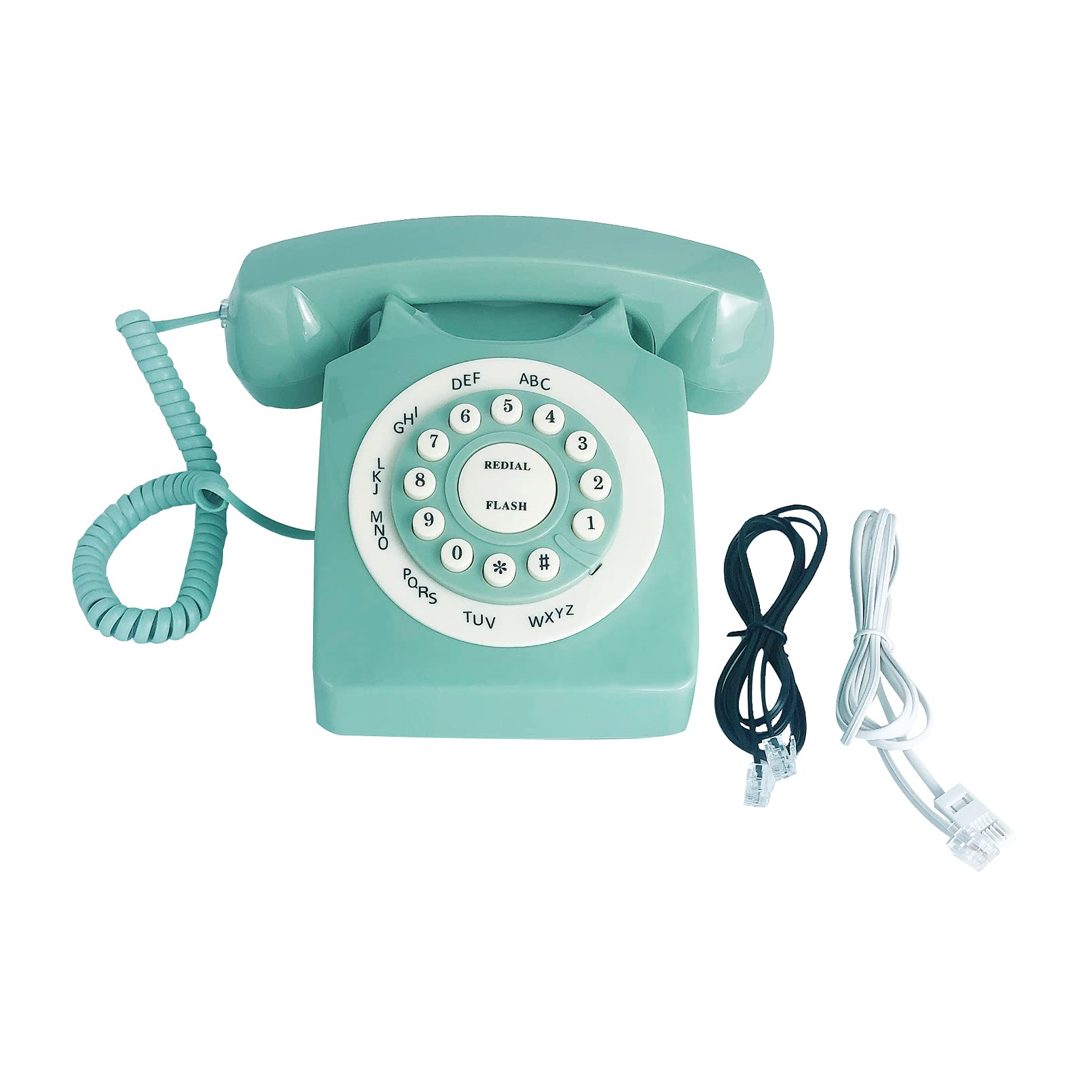 Benotek Beneno Retro Landline Telephone Green Classic Rotary Design Old Fashioned Corded Desk Phone With Ringer For Home And Off