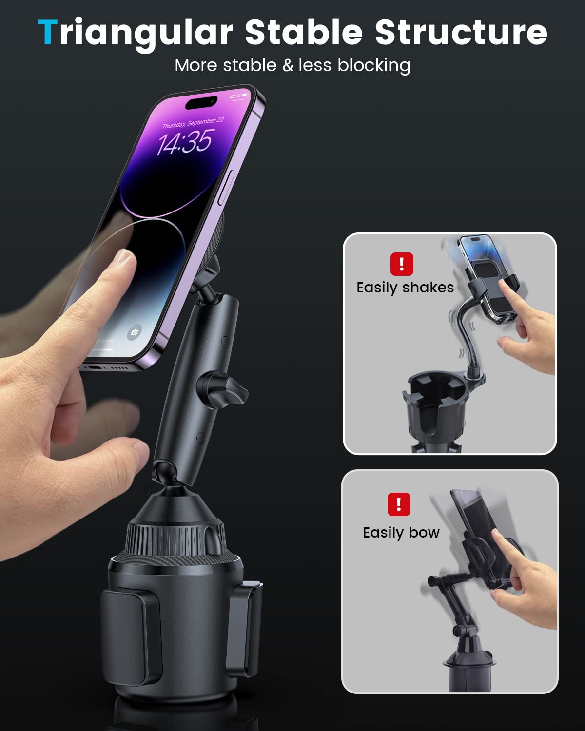 Apps2Car For Magsafe Car Mount Charger Tri-Pivot Magnetic Wireless Cup Holder Phone Mount For Car Truck With Cooling Fan Fast Ch