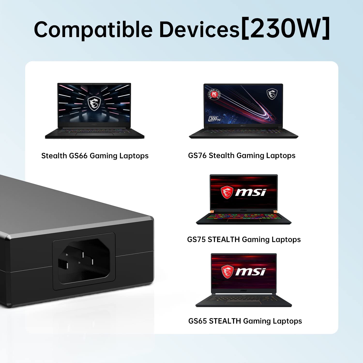 230W Charger Fit For Msi Gs66 Gs76 Gs75 Gs65 Stealth Power Supply, Msi Chicony A17 230P1A A12 230P1A P65 P75 Ac Adapter