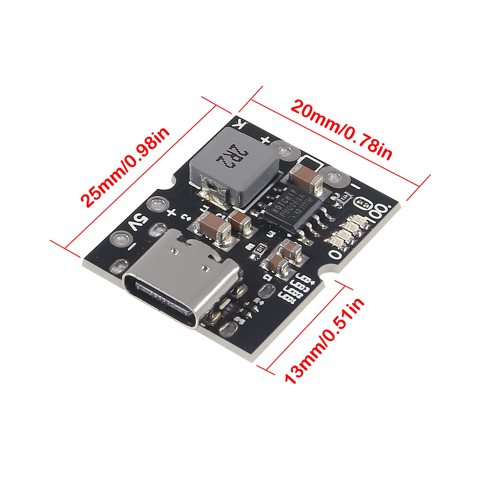 Dweii 10Pcs Type C Usb 5V 2A Boost Converter Step Up Power Module Lithium Battery Charging Protection Board Led Display Usb For