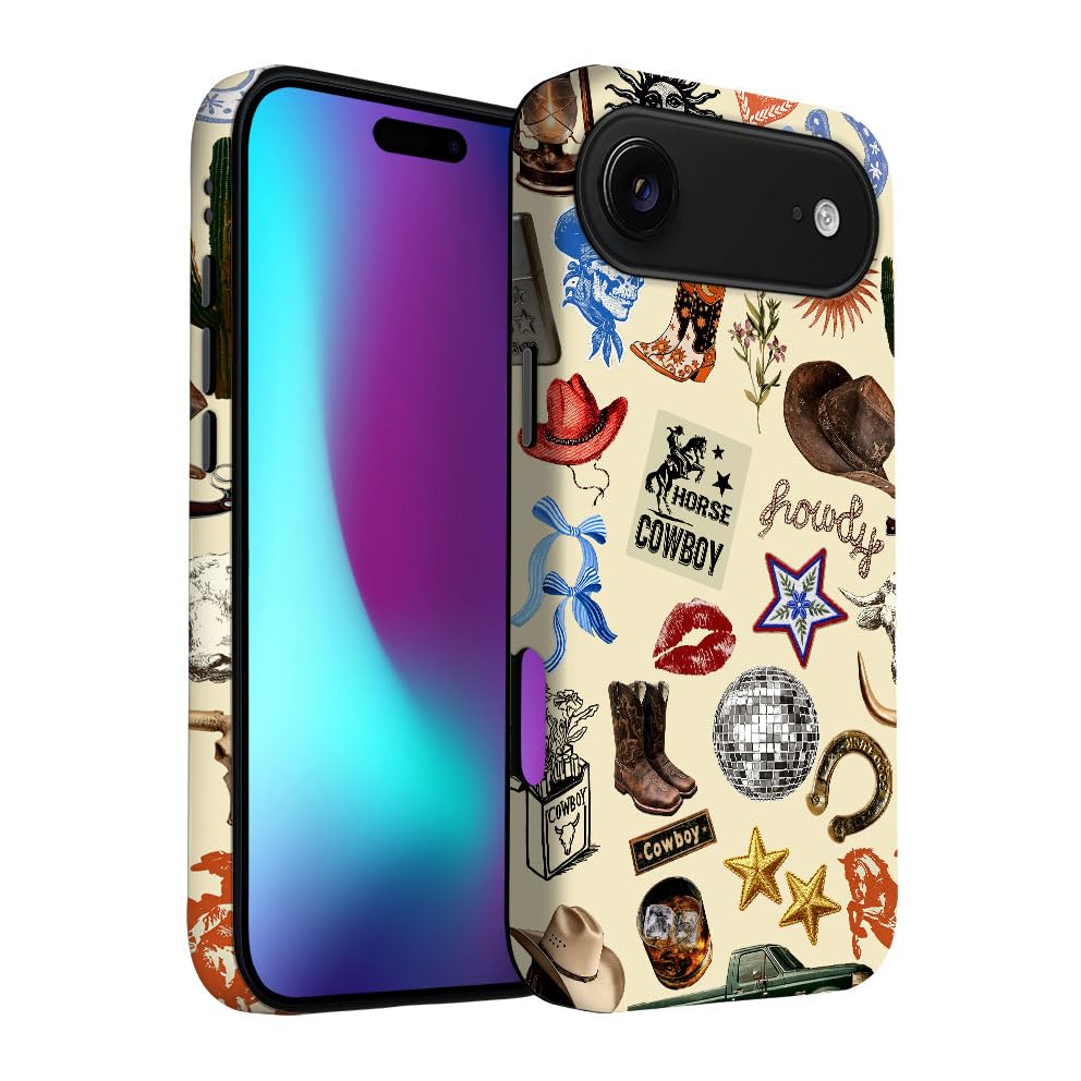 Yuzbira for iPhone 17 Air Case | Western Cowboy Collage | Slim Drop Protection Design
