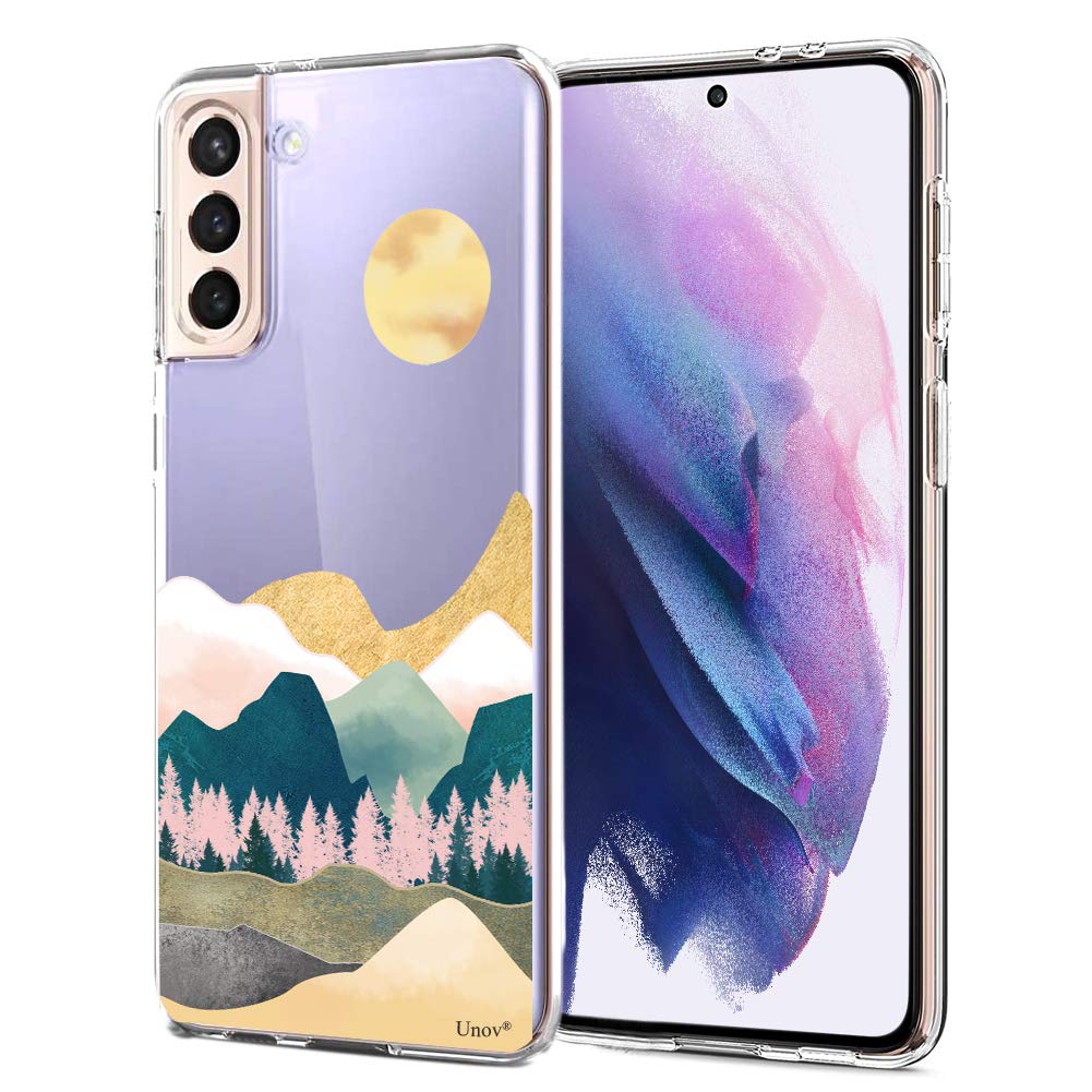 Unov Galaxy S21 Case Clear with Design Soft TPU Shock Absorption Slim Embossed Pattern Protective Back Cover for Samsung Galaxy 