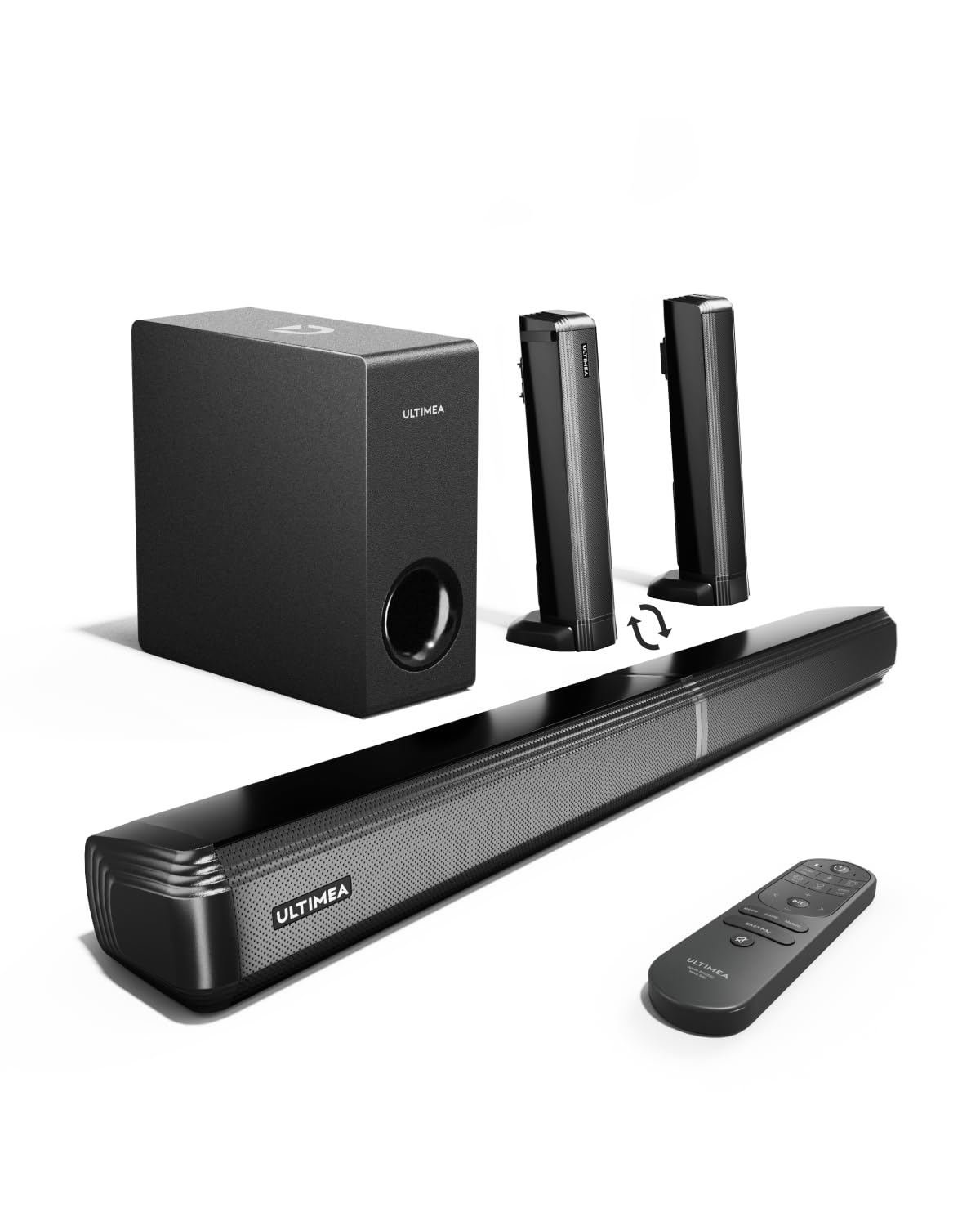 Ultimea 4.1Ch Sound Bar For Smart Tv With Subwoofer, Peak Power 200W, 2 In 1 Detachable Bluetooth 5.3 Soundbar, Bass Adjustable,
