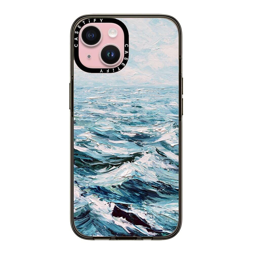 Casetify Compact Case For Iphone 15 [2X Military Grade Drop Tested / 4Ft Drop Protection]   Deep Blue Sea   Clear Black