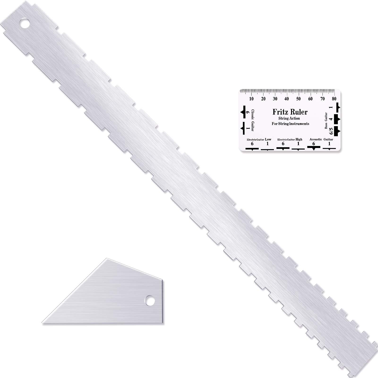 Set of 3, Notched Straight Edge Guitar Luthiers Tool, String Action Ruler Gauge, Fret Rocker String Height Gauge for Most Guitar