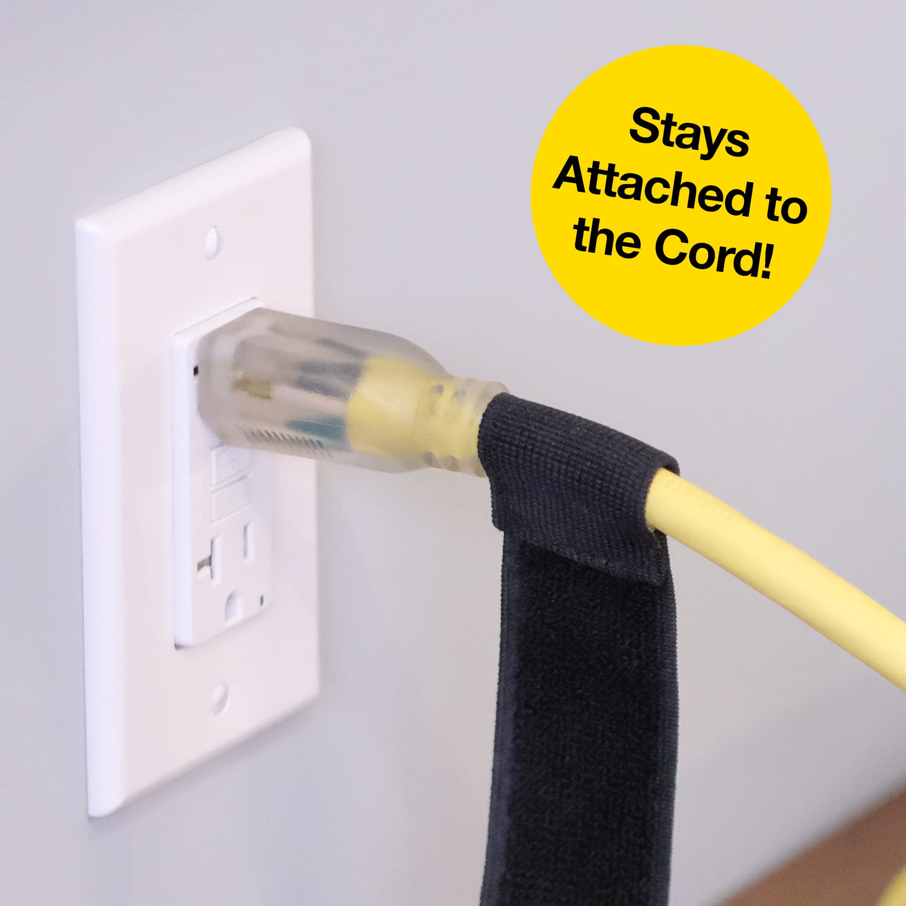 Selfie Straps By Wrap It Storage, 12 Inch (8 Pack), Black   Stretchy Hook And Loop Cord Organizer That Stays Attached To Cord Fo