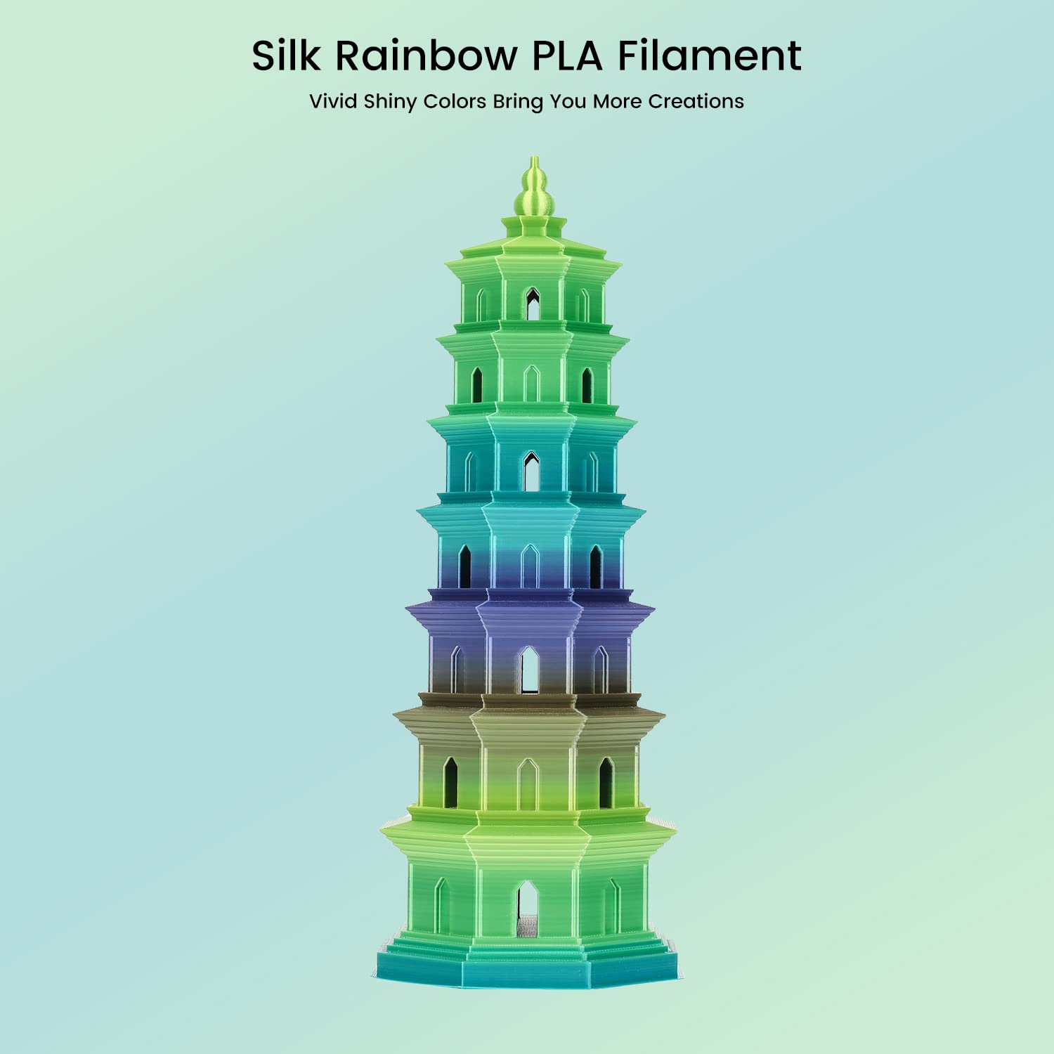 Sovol 3D Printer Silk Shiny Multicolored Fast Change Rainbow Pla 1Kg (2.2 Lbs) Spool 3D Printing Materials, Wiring Tightness, Di