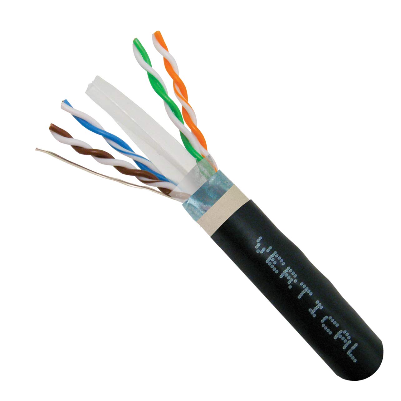 Vertical Cable Cat6, Shielded, Dual Jacket, Direct Burial, 1000Ft, Black, Bulk Ethernet Cable