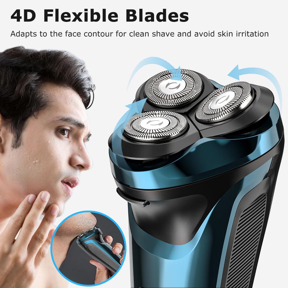 Electric Razor For Men Electric Shavers For Men Usb C Rechargeable Waterproof Wet & Dry Shaver With Pop Up Trimmer Lcd Power Ind