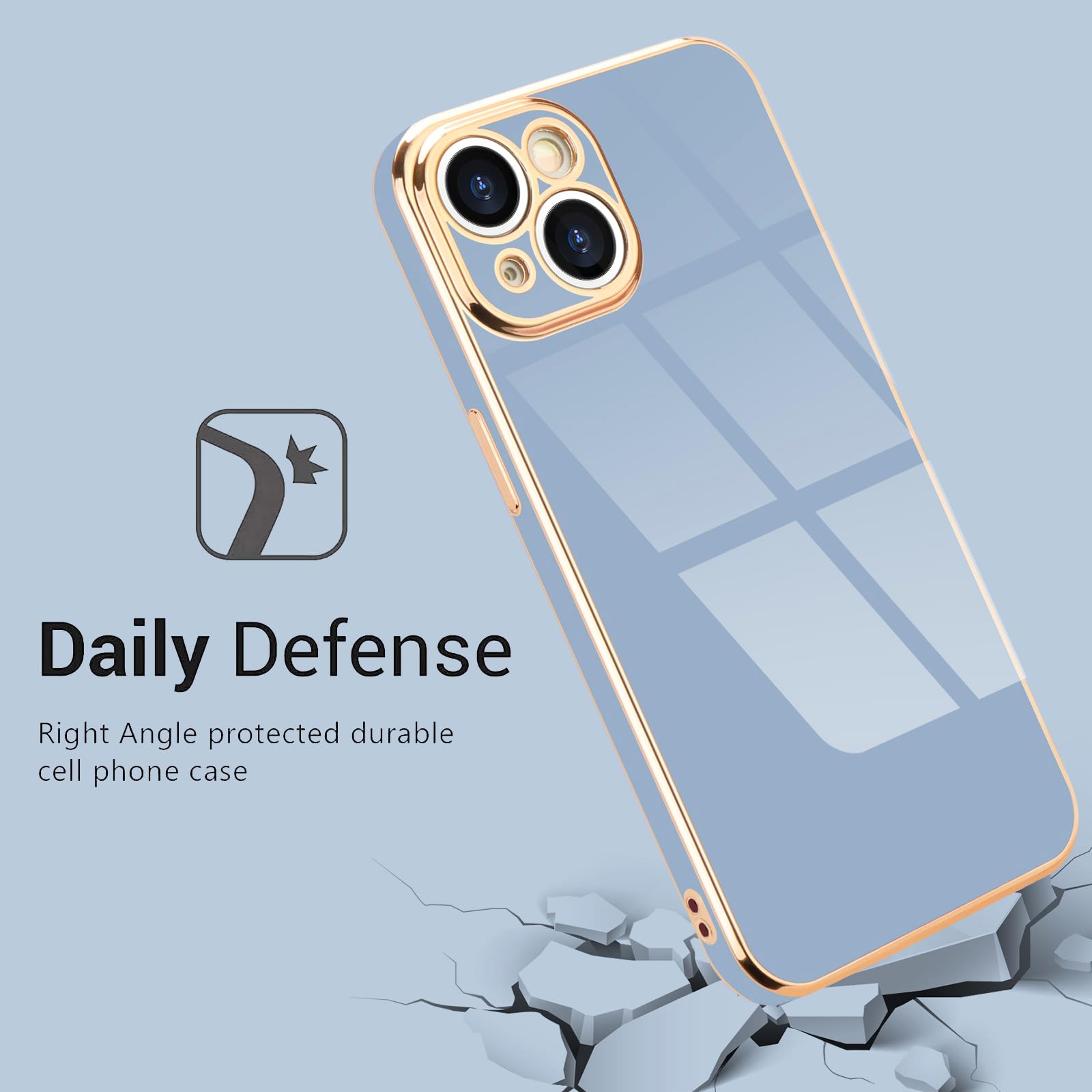 Lafunda Designed For Iphone 15 Case Cute, Luxury Plating Case For Women Girls Elegant Gold Edge Soft Tpu Bumper Cover With Camer