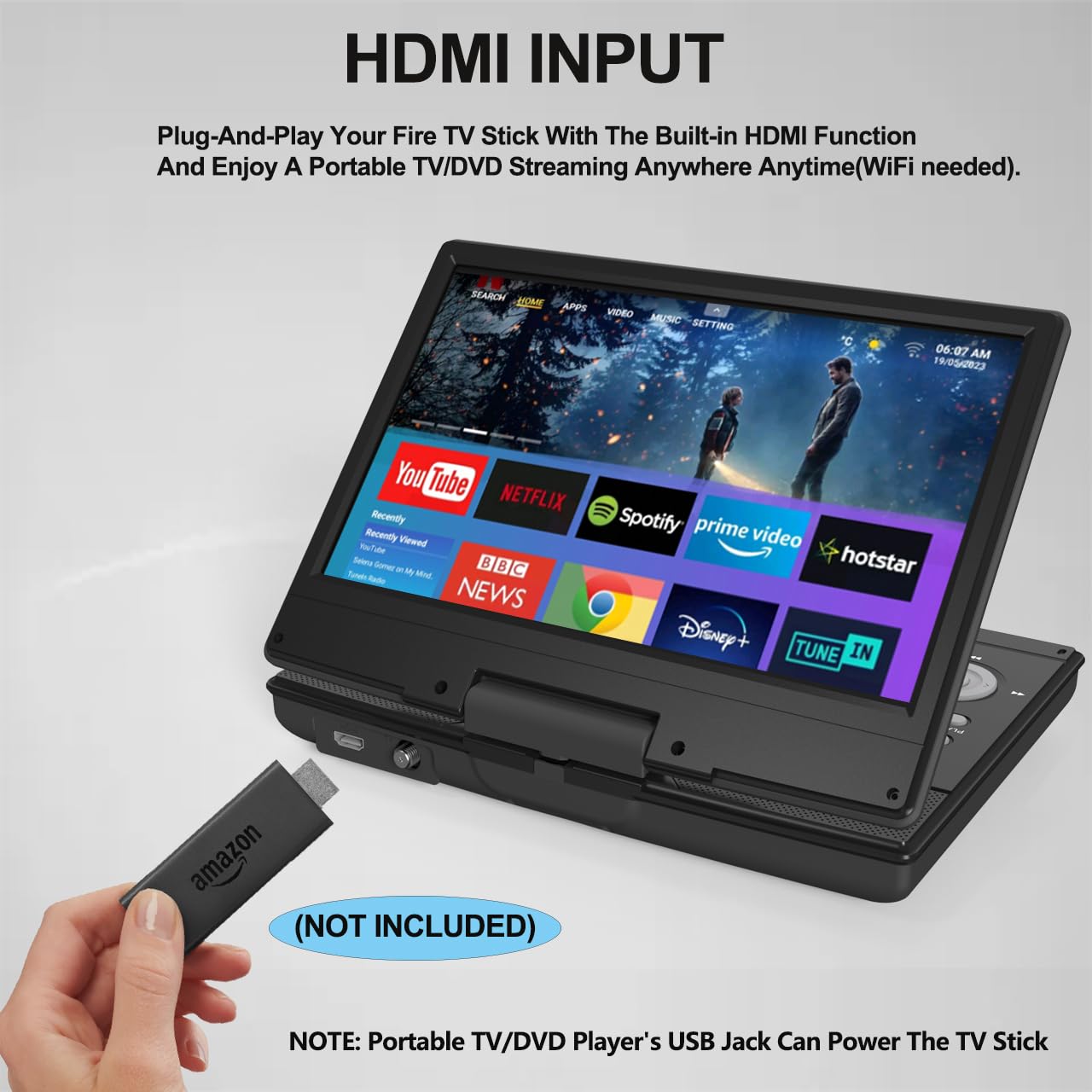 13.8'' Portable Tv/Dvd Player Combo With 12'' Hd Screen And Digital Tuner, Hdmi Input, Built In Battery And High Volume Speakers