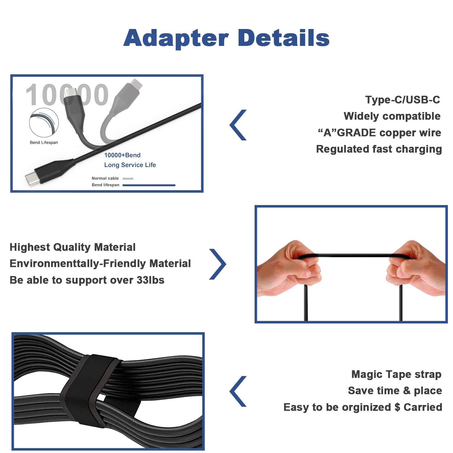 Universal 45W Type C Usb C Chromebook Charger Usb C Computer Laptop Charger Replacement For Hp Lenovo Acer Chromebook Charger, S