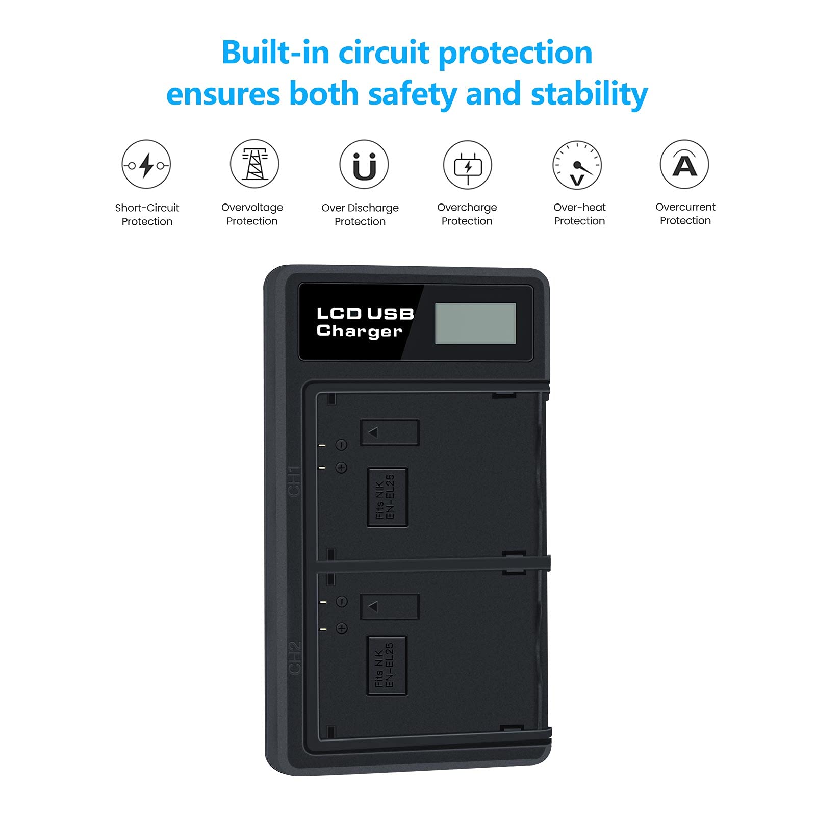 Reytric 2 Pack En El25 Batteries And Dual Usb Charger For Nikon Z50, Z 50, Z Fc Digital Cameras Compatible With Nikon En El25 En