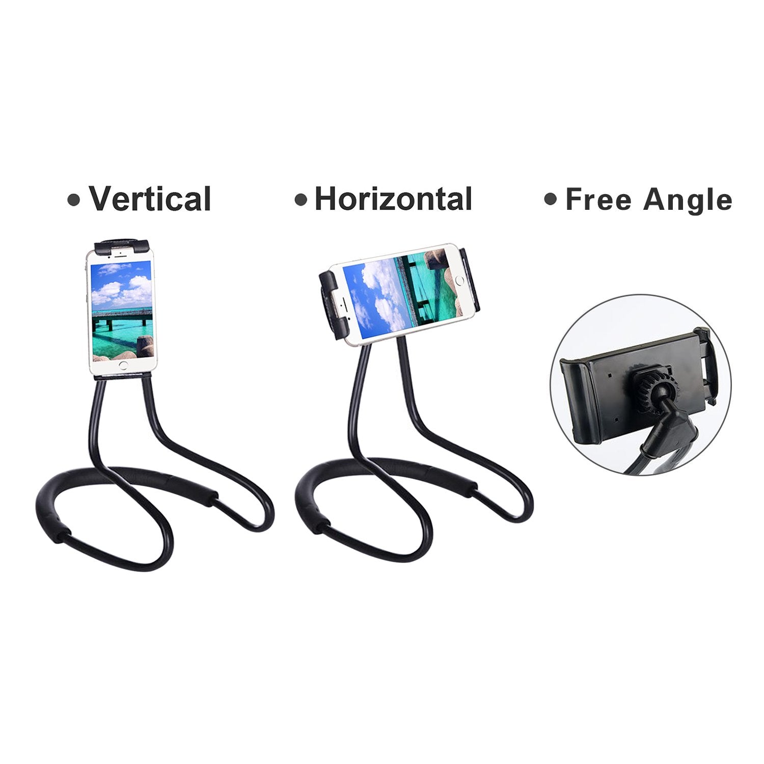 Ncelec 011 Neck Cell Desk Bed,Bike And Motorcycle Mount,Lazy Bracket Mobile Phone Stand Holder (Black)