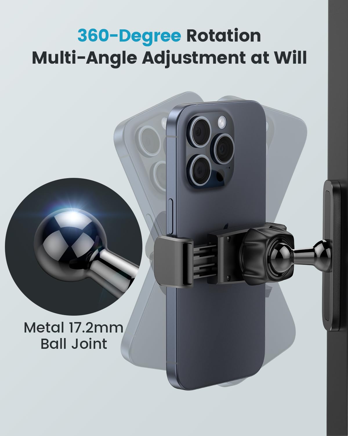 Apps2Car Gym Magnetic Phone Holder, 360 Adjustable, Compatible With 4.7 6.5'' Smartphones, Alloy Base And Joint, Black