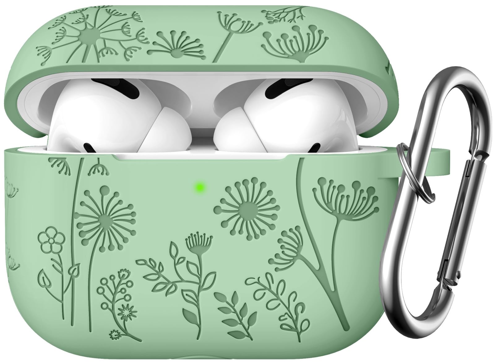 Lerobo Flower Engraved Cover for Airpod Pro 2 Case, Cute Silicone Skin Full Protective Cover Compatible with Apple Airpods Pro 2nd/1st Generation Case with Keychain -Like New