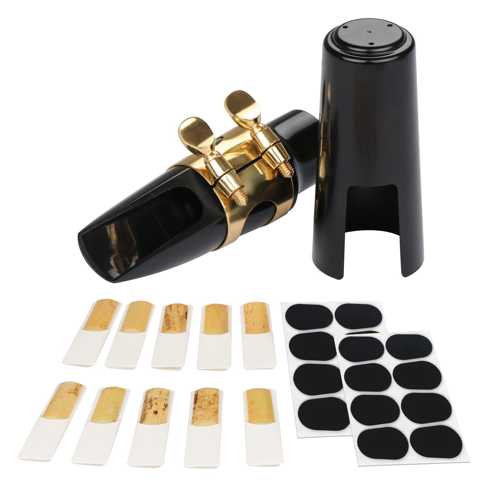 29 Pcs Alto Saxophone Mouthpiece Kit   Includes Metal Ligature 2.5 Reeds Cushions Pads And Plastic Cap