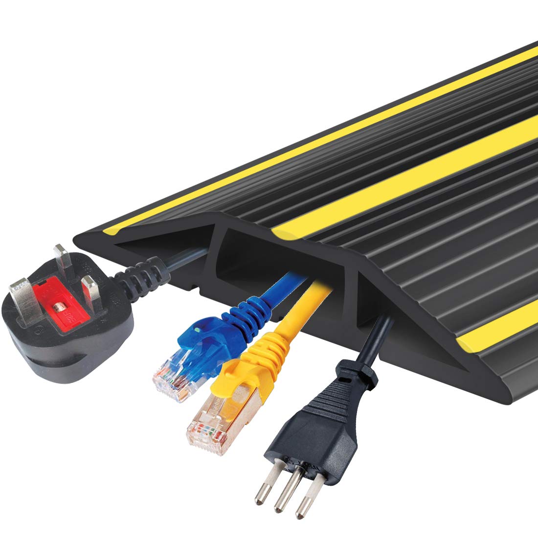 20Ft Cord Cover Heavy Duty Cable Protector 3 Channels Contains Cords, Cables And Wires, Conceal Wires Of Home, Office, Warehouse