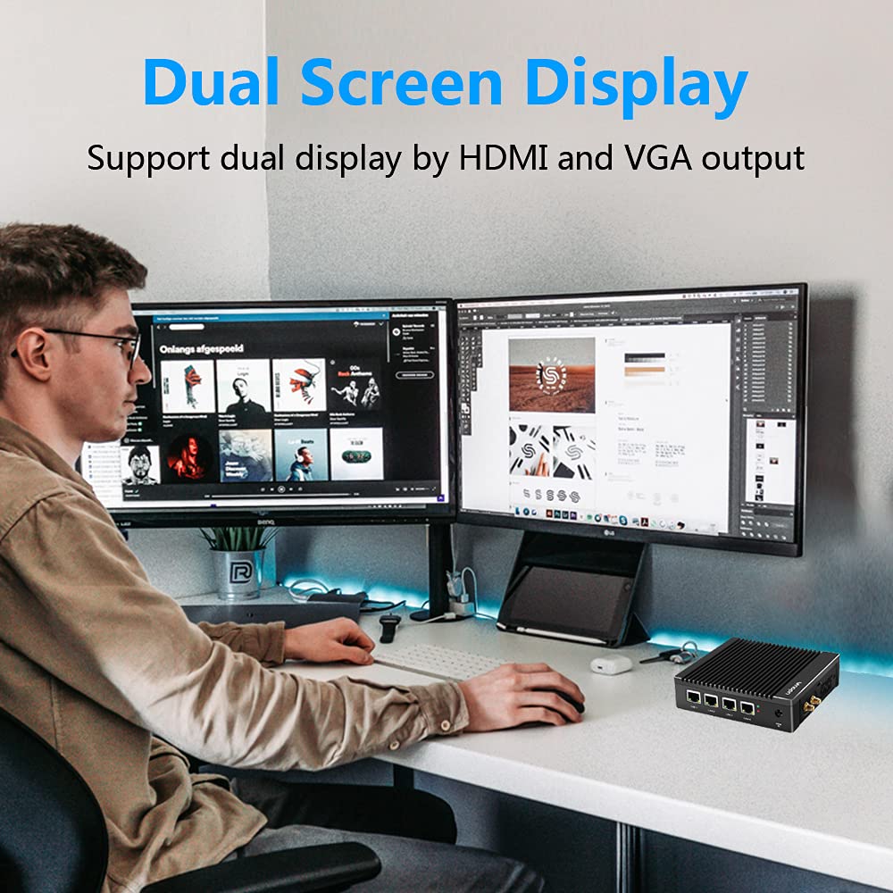 Vnopn Micro Firewall Appliance In Tel N3700 Quad Core, Fanless Mini Pc 4 In Tel 2.5Gbe I225 Lan Ports 8Gb Ram Ddr3 128Gb Msata S