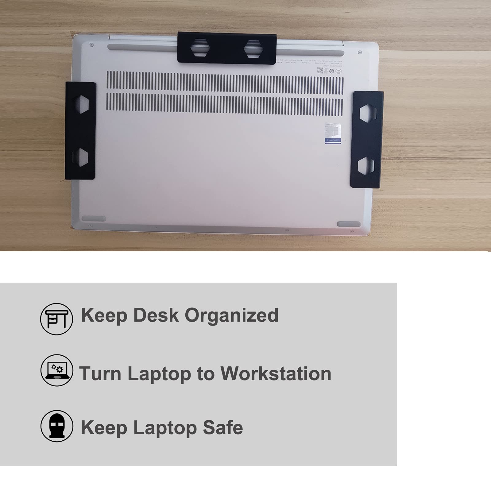 Piaolgyi Black Under Desk Laptop Holder Mount With Screw,Under Desk Laptop Mount Bracket,Add On Under Table Laptop/Keyboard Stor