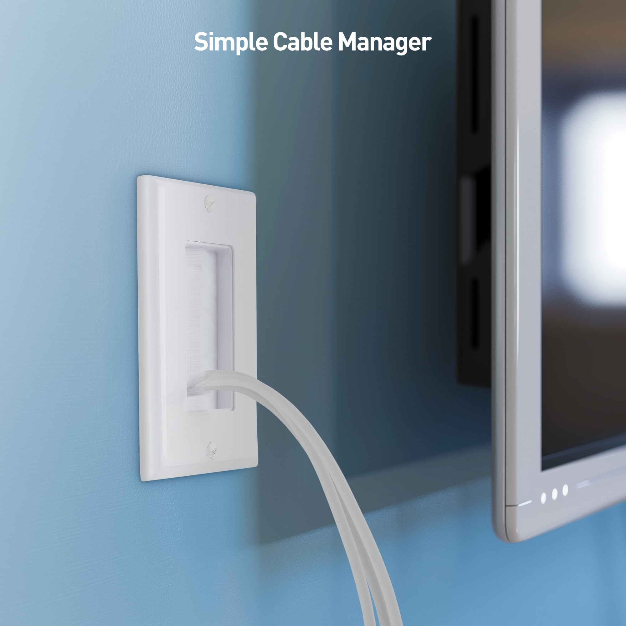 Cable Matters 2 Pack 1 Gang Wall Cable Pass Through, Brush Wall Plate With Bracket (Cable Pass Through Wall Plate)