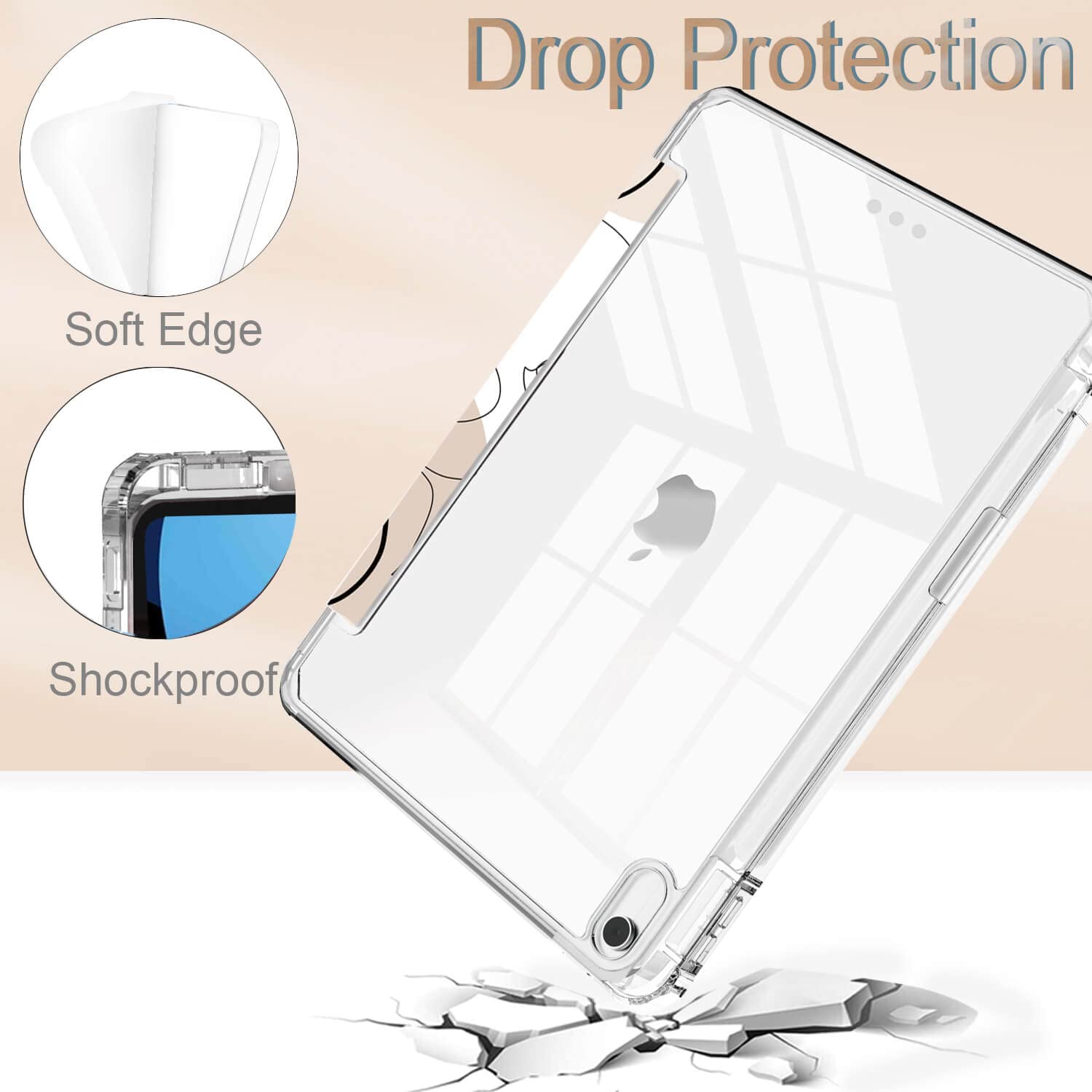 Feams Case For Ipad 10Th Generation Case, Slim Lightweight Trifold Ipad 10.9 Case Clear Back Transparent Cover With Pencil Holde