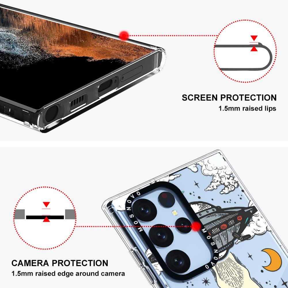 MOSNOVO Phone Case Samsung Galaxy S22 Ultra Buffertech Shockproof Plastic UFO Design