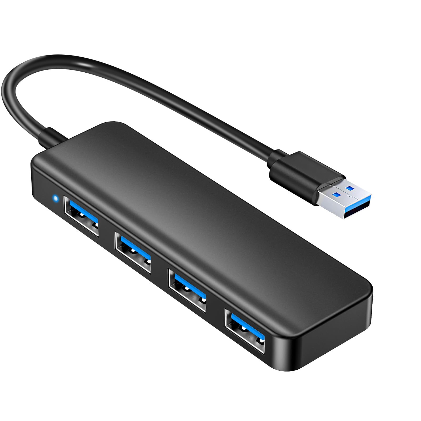 Usb Hub 3.0, Usb Multiport Adapter,Usb Port Hub,Usb Splitter For Laptop, Pc, Macbook, Mac Pro, Mac Mini, Imac, Surface Pro And More (Black Usb 3.0/0.3M)