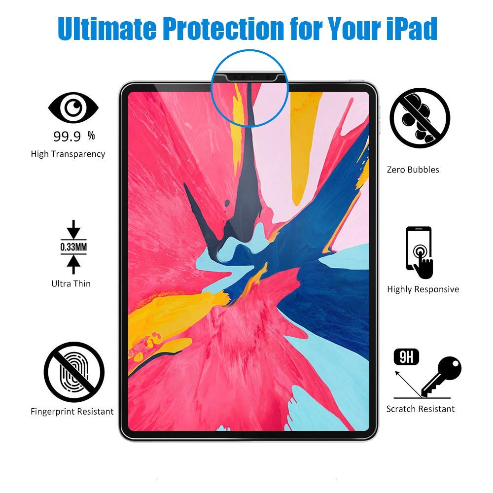 Vultic Screen Protector [3 Pack] For Ipad Pro 12.9 Inch (3Rd/4Th/5Th/6Th Gen 2018/2020/2021/2022), Tempered Glass Film Cover
