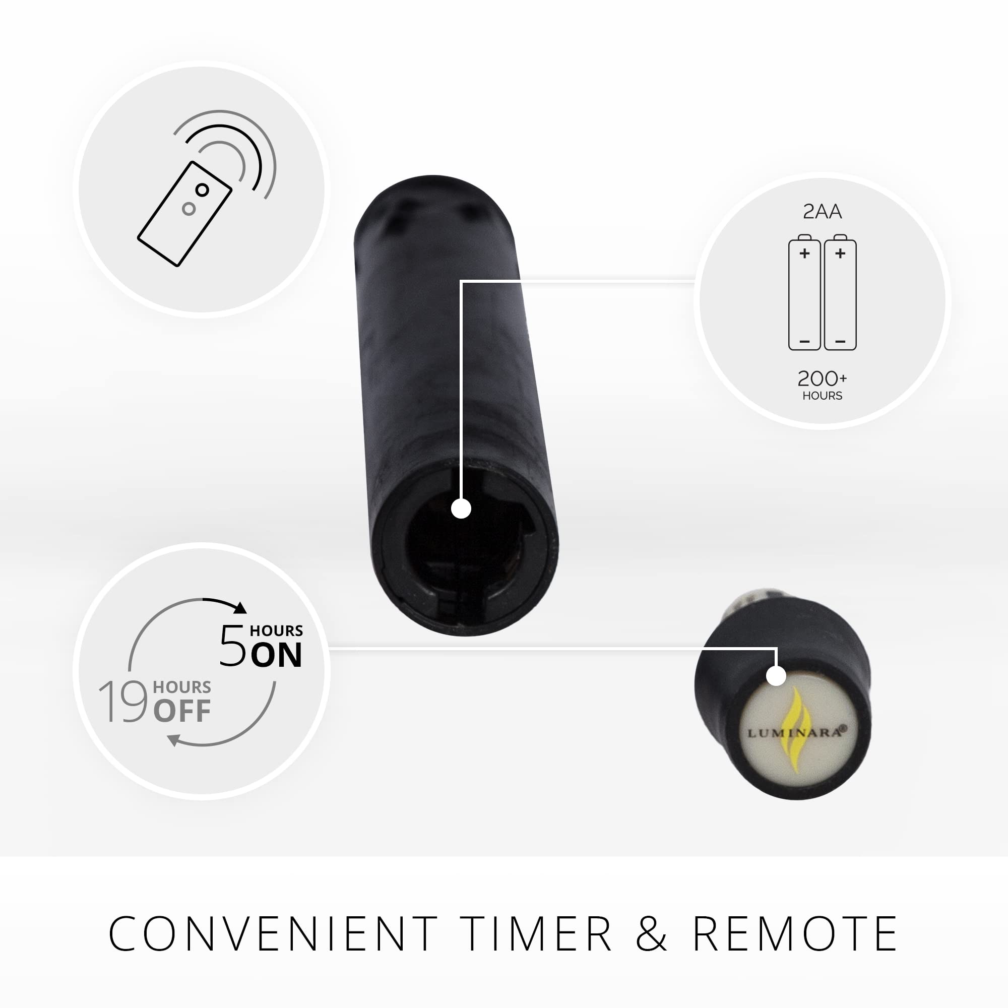 Luminara Black Single Wax Drip Flameless Candle Tapers (1 X 9.5 Inch), Moving Flame Led Candle Unscented Real Wax With Dripped T