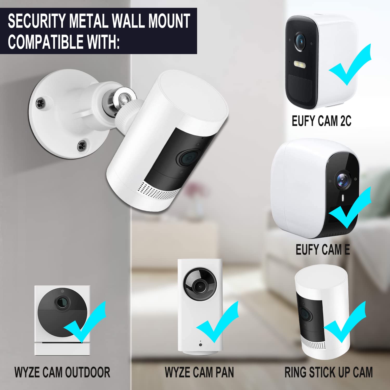 Wall Mount For All Arlo Camera, Arlo Ultra, Arlo Essential, Eufycam E/2C, Ultra/Ultra 2, & Others   Ring Stick Up Cam Battery Wi