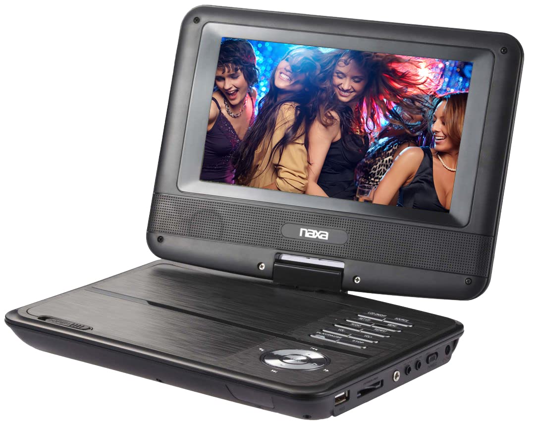 Naxa Electronics Npd 703 7 Inch Tft Lcd Swivel Screen Portable Dvd Player   Black Lacquer