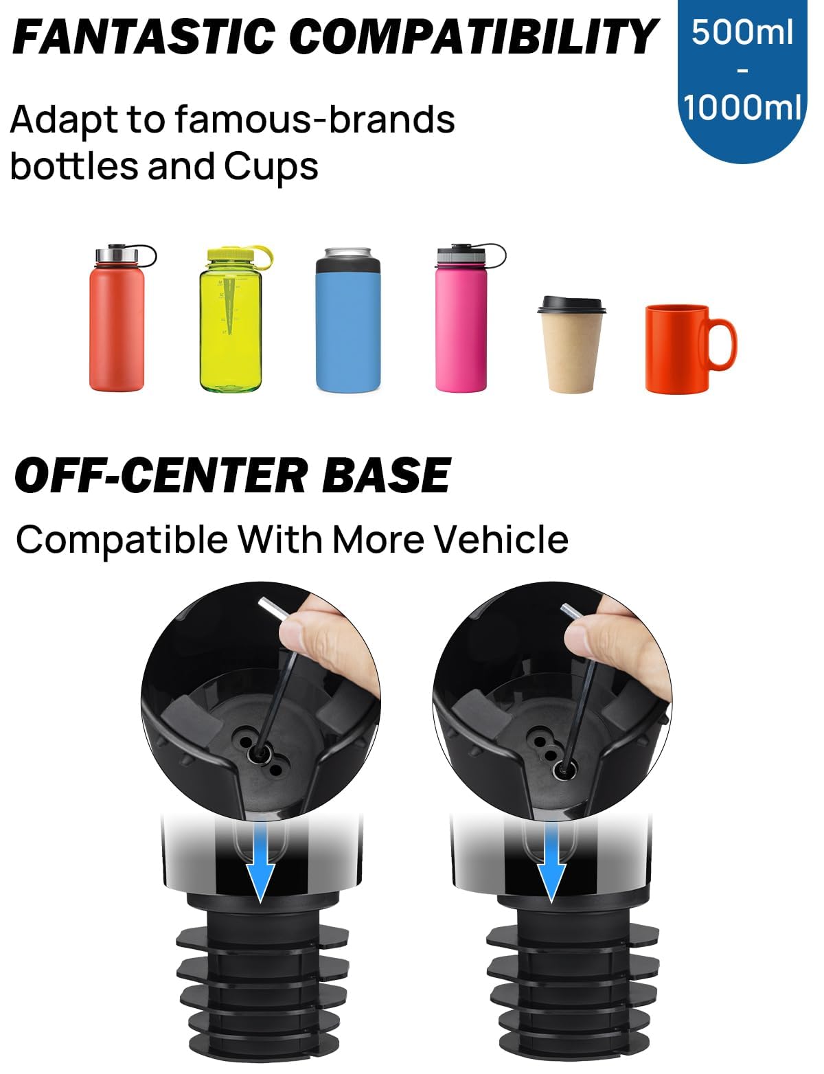 Joytutus Cup Holder Phone Mount For Car, Cellphone Holder For Car, Large Car Cup Holder Adapter Long Arm With 360 Degree Rotatio