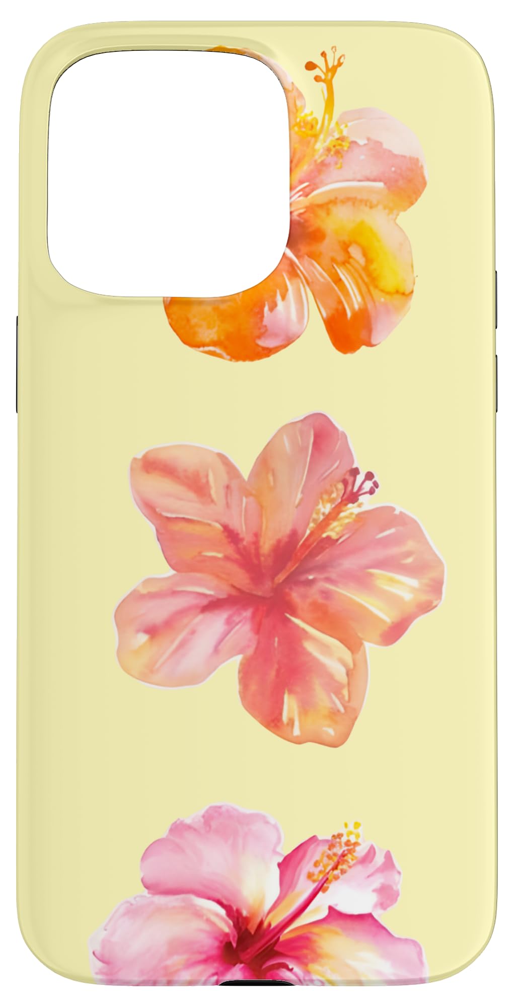 Coquette Girly Hibiscus Summer Hawaiian Butter Yellow Case For Iphone 15 Pro Max