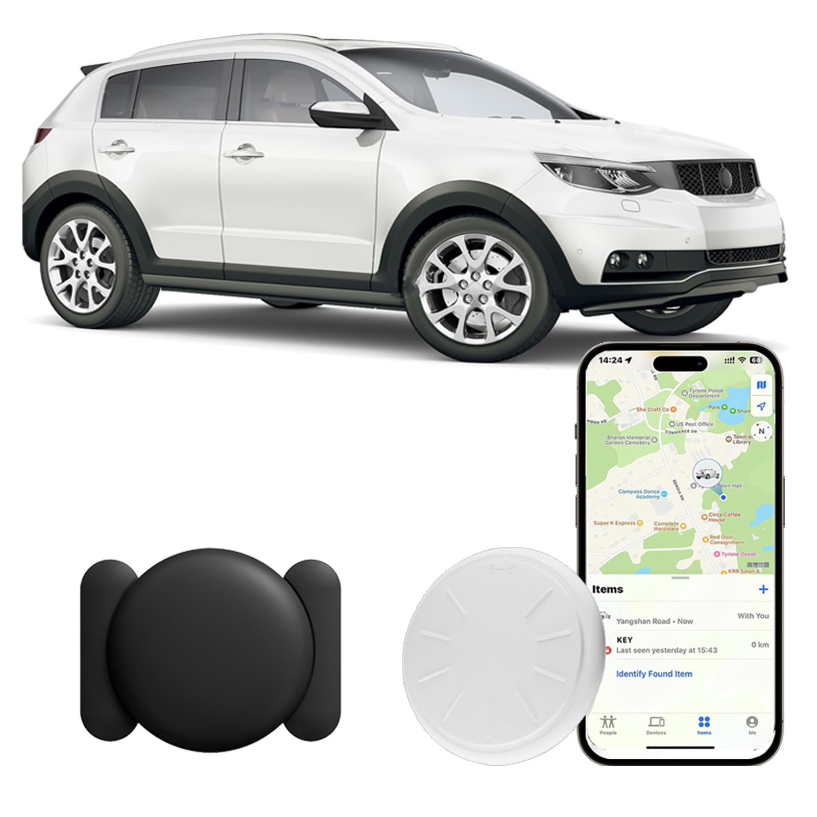 Hongtop H GPS Tracking Devices, 1PCS Tracker Device for Vehicles Work with Find My (iOS Only), Car Tracker Device Hidden with Ma