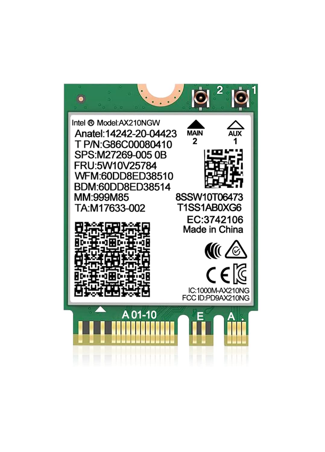 Wifi 6E Wireless Card Intel Ax210 Ngw Bluetooth 5.3 Tri Band 5400Mbps Network Adapter For Laptop Support Windows 10/11 (64Bit) M