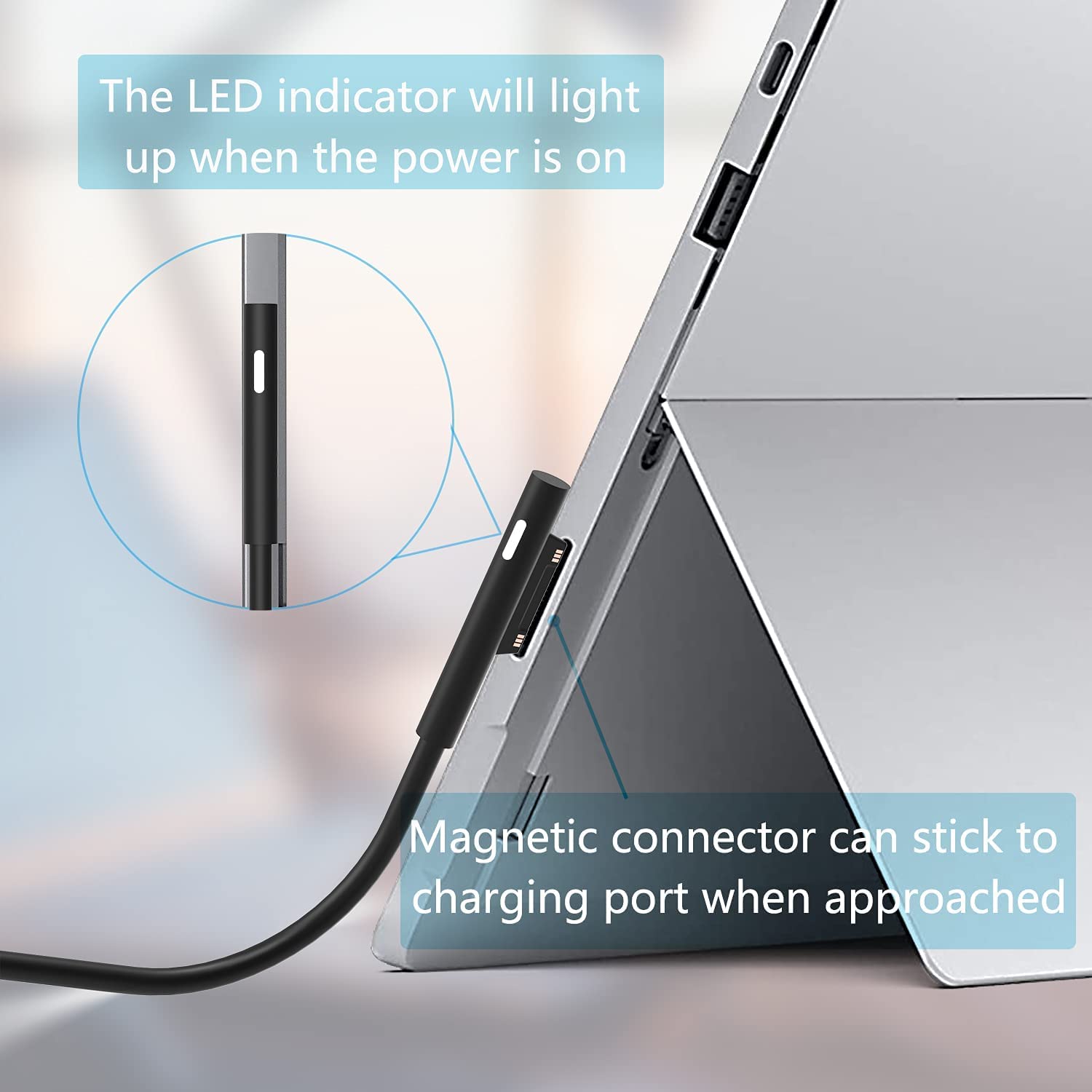 DHMXDC 65W Surface Pro Charger - Compatible with Surface Pro 9, 8, 7+, 7, 6, 5, 4, 3, X, Laptop