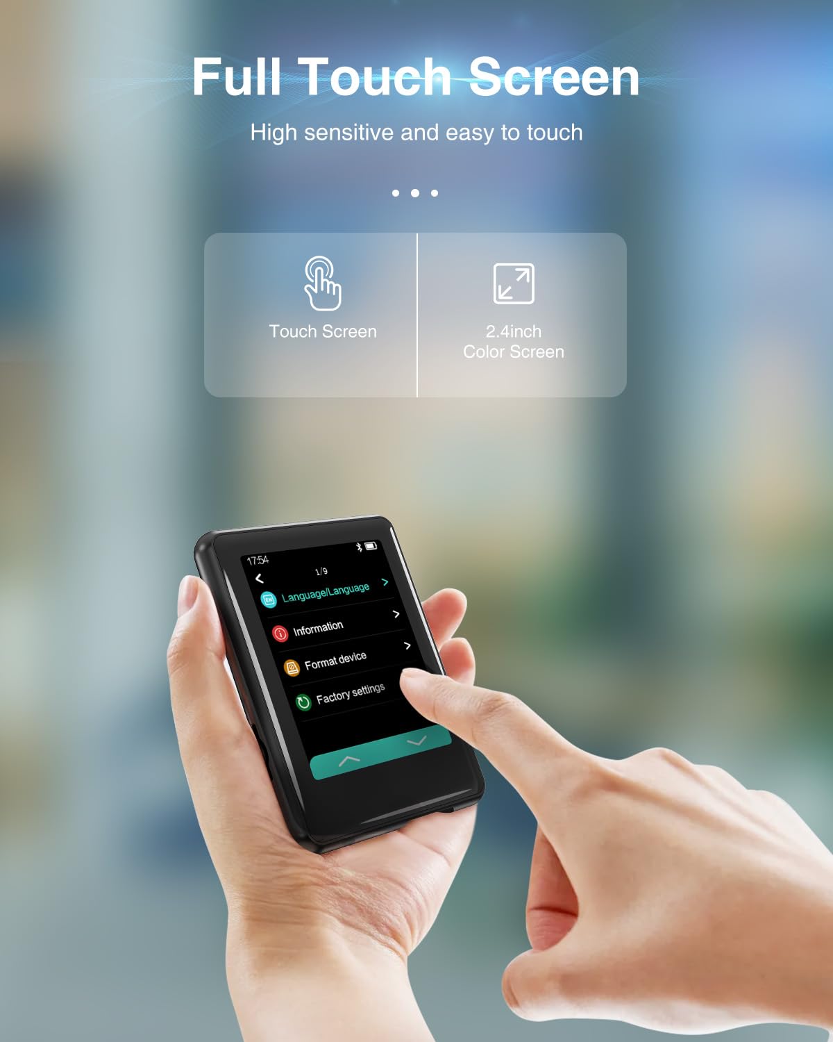 Mp3 Player With Bluetooth 5.3,Tokemisc 16Gb Full Touchscreen Kids Portable Music Device With Speaker,Fm Radio,E Book,Built In Mi