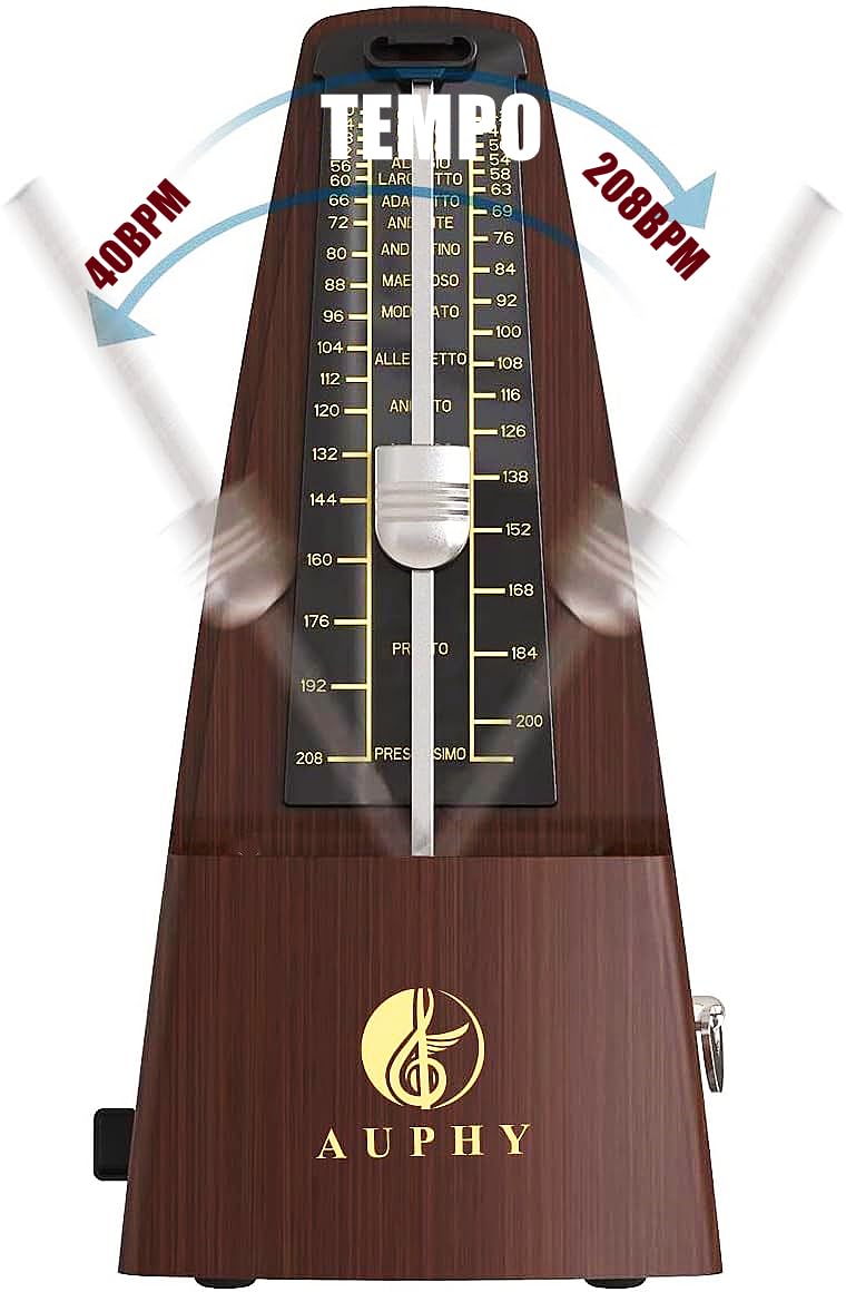 Auphy Mechanical Metronome With Accent Bell, Classic Shape, Accurate Beat, Multiple Beat Modes, Suitable For Piano Guitar Drums
