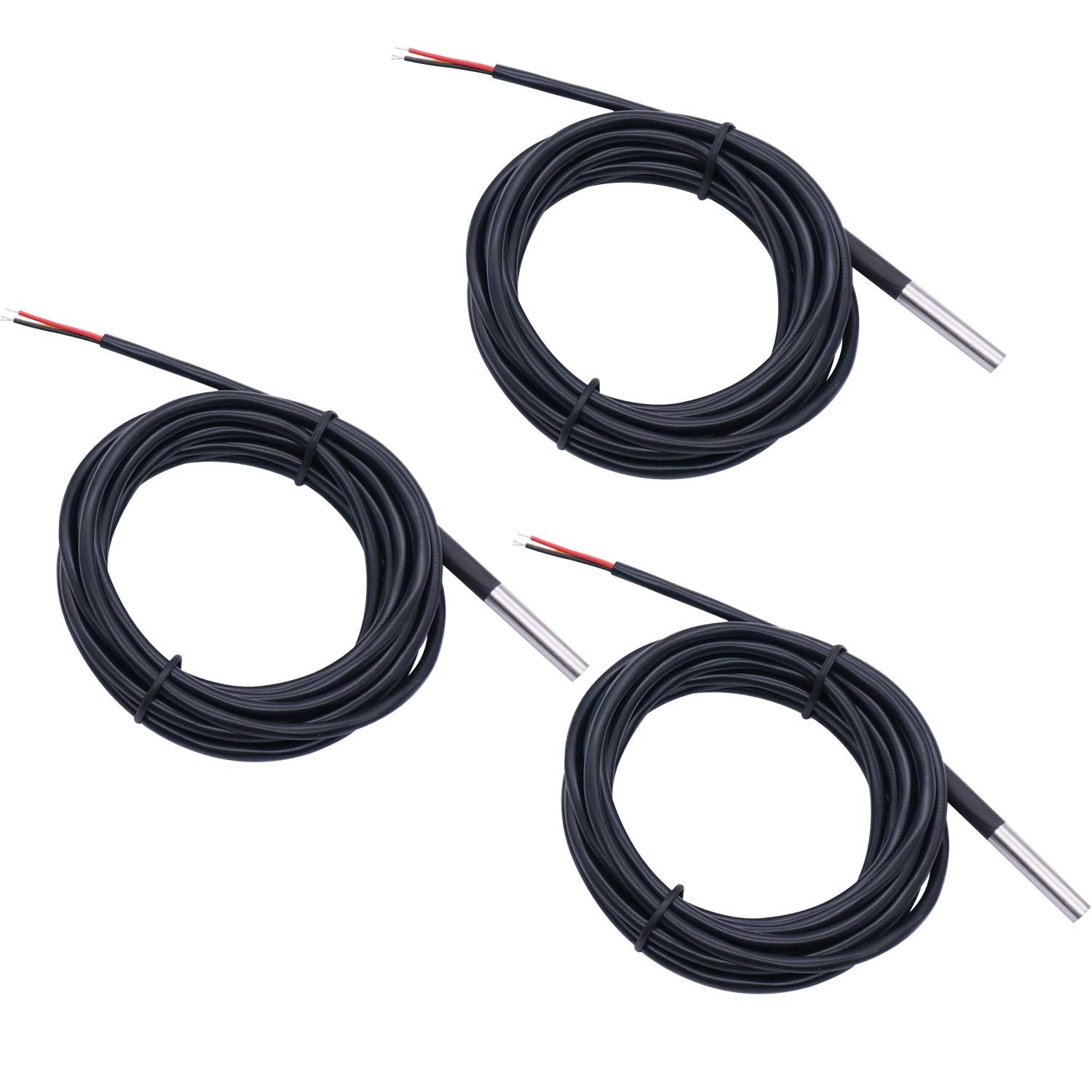 Twtade 3Pcs Ds18B20 3M Temperature Sensor Waterproof Stainless Steel Temperature Range ( 55?~ +125?) 6Mm Temperature Probe Senso