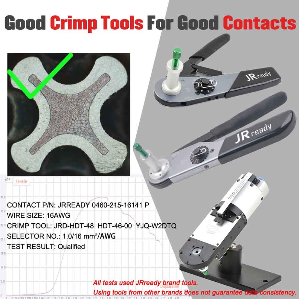 Jrready St6120 Dt Connector Terminal Kit Contact Size 16, Male Pins 0460 215 16141/Female Sockets 0462 209 16141 Solid Contacts