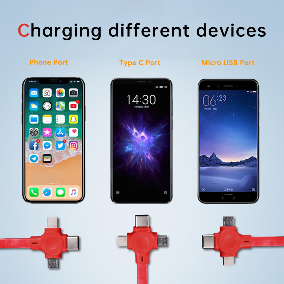 6 Pcs 3 In 1 Retractable Multi Charging Cable (3.28Ft) With Usb C/Micro Usb/Ip And Phone Stand, Festivals And Birthday Gift For