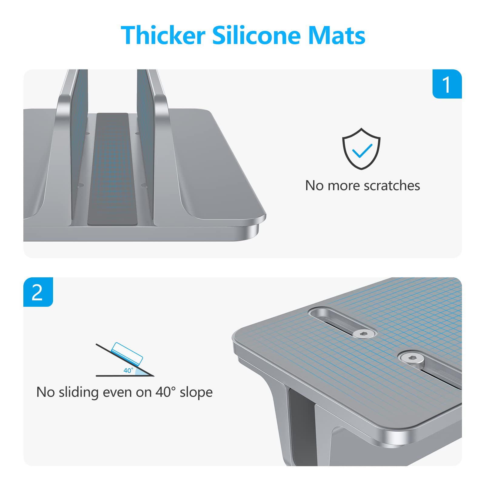 Omoton Vertical Laptop Stand Holder, Desktop Aluminum Stand For Macbook With Adjustable Dock Size, Fits All Macbook, Surface, Ch